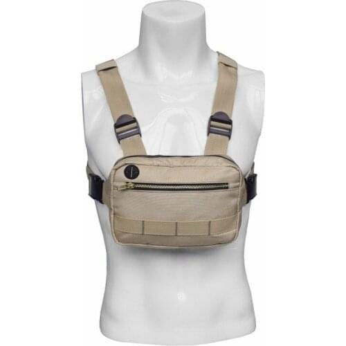 Khaki outdoor sports running chest backpack waterproof portable storage nylon chest small bag tactical bag