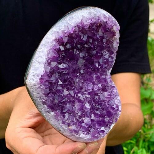 455g natural heart amethyst gemstone quartz cluster crystal sample
