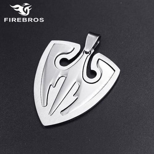 FIREBROS Silver Color Titanium Stainless Steel Eagle Shield Amulet Pendant Necklace Men Women Cheap Jewelry Gift Dropshipping