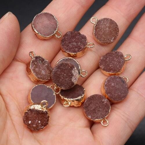 Natural Stone Pendant Crystalline Germ Round Stone Charms For DIY Necklace Handiwork Sewing Craft Jewelry Accessory Making