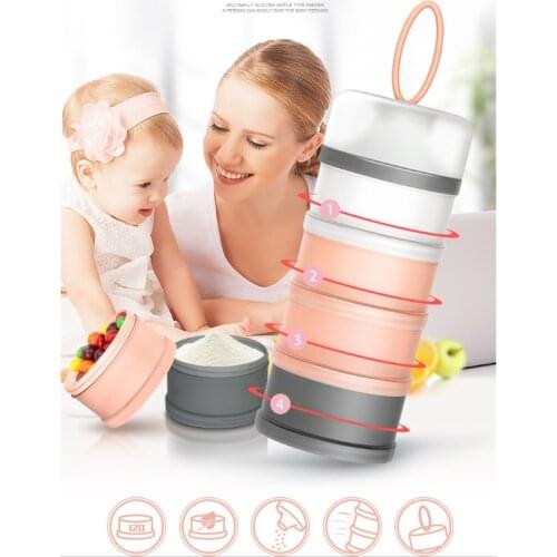 Portable Milk Powder Formula Dispenser Food Container Storage Feeding Boxes for Baby Kids Toddler 4 Grid Baby Food Storage Box
