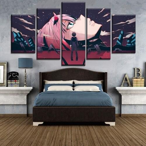 5pcs Japan Anime FranXX Poster Wall Art Decor Modular Pictures Hiro Canvas HD Printed Paintings For Living Home Decoration