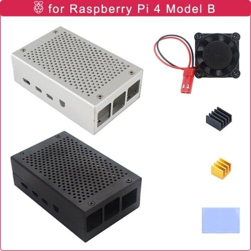 Raspberry Pi 4 Aluminum Case Black/Silver Box Passive Cooling Metal Enclosure Shell + Cooling Fan for Raspberry Pi 4 Model B