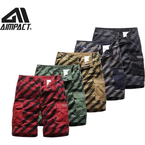 Mens Multi Pocket Loose Fit Cotton Twill Classic-fit Cargo Tooling stripes Shorts basic vintage mens cargo shorts