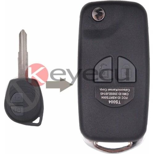 KEYECU Folding Flip Remote Key Case Fob Shell 2 Button for Suzuki SX4 Swift Uncut Blade