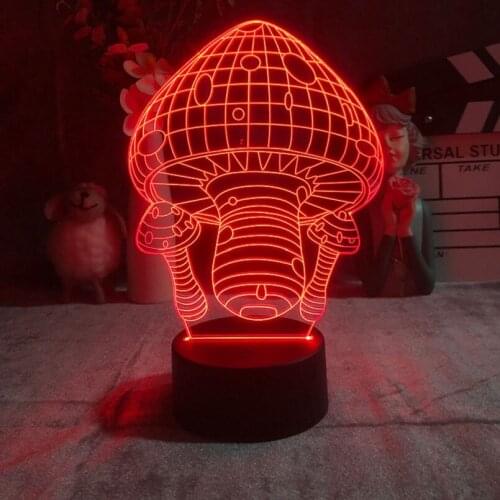 LED Kids Cute Night Light Mushroom Table Lamp Acrylic Bedside 3D Illusion Nightlight Home Party Atmosphere Decor Birthday Gift