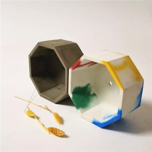 Octagon Silicone Molds for Concrete Pot Garden Planter Pot Molds DIY Cement Flower Pot Molds