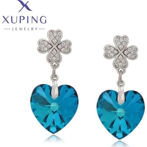 Xuping Jewelry New Style Heart Shape Dangle Crystals Earrings for Women Popular Design Wedding Gift 20387