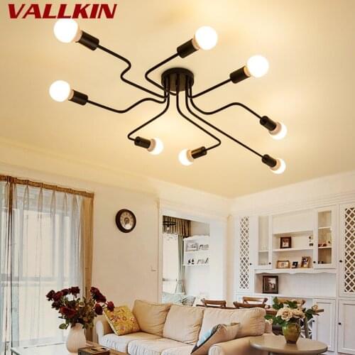 Iron Ceiling Light Multiple Rod Wrought for Living Room Vintage Industrial Loft Nordic Ceiling Lights for Home Lighting Fixture