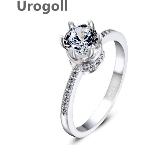 Fashion Women Pure 925 Sterling Silver Ring Rhinestone Bridal Wedding Finger Rings Cubic Zirconia Rings Jewelry Accessories