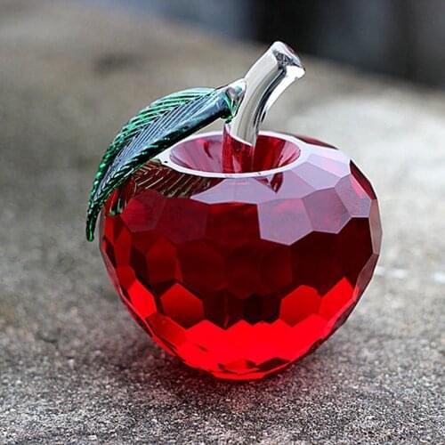 1PCS modern 3D Crystal Paperweight Christmas Apple sculpture decoration crystal crafts office desktop decoration