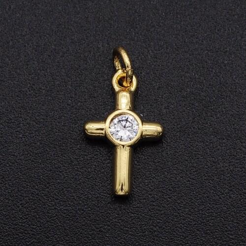 12x8mm 100% CZ Zircon DIY Jewelry Tiny Cross Charm Pendant Wholesale Jewellery Accessories Necklace Making Charms