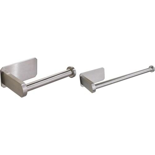 2x Kitchen Roll Paper Self Adhesive Wall Mount Toilet Paper Holder Tissue Towel Rack Holders Silver Short & Long