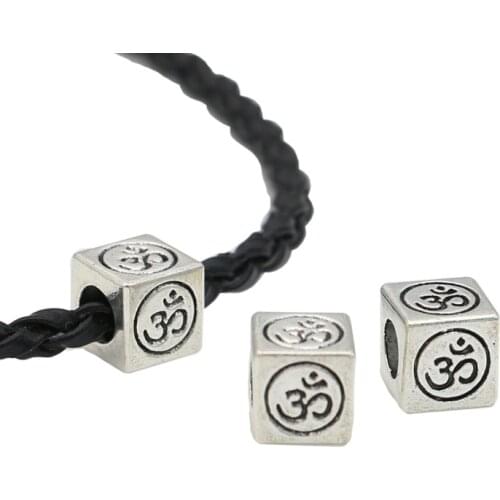 5pcs Antique Silver Plated Yoga Sign Beads for Jewelry Making European Charm Bracelet Findings 5mm