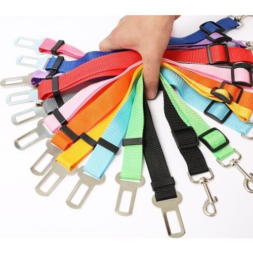 Pet Dog Cat Car Seat Belt For Accessories Goods Animals Adjustable Harness Lead Leash Small Medium Travel Clip French Bulldog