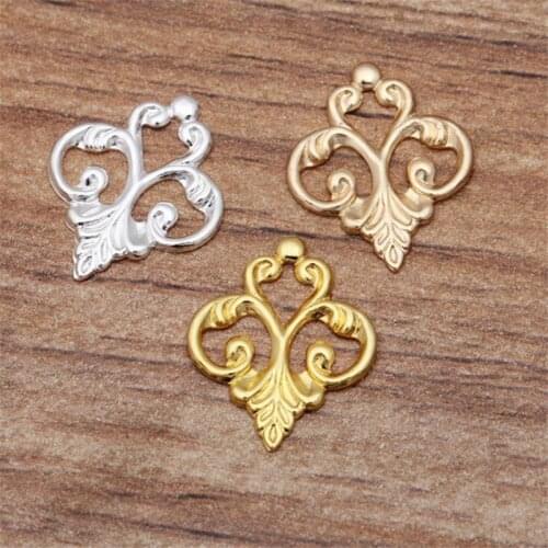 SIXTY TOWFISH 30 Pieces 15*13mm DIY Jewelry Accessories Handmade Materials Charms Brass Flower Filigree Flower Slice