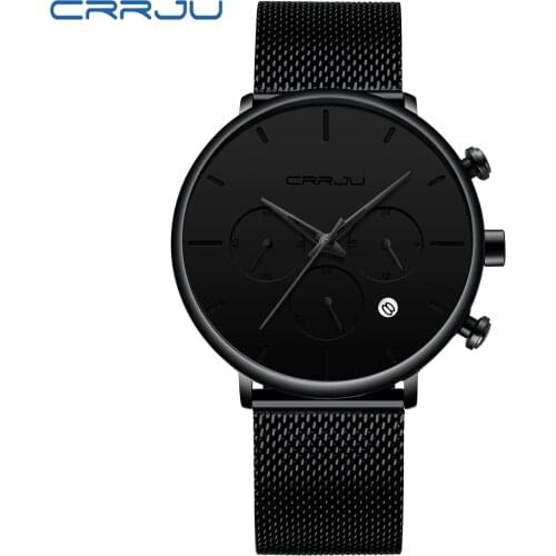 Crrju Sports Mens Watches Top Brand Luxury Waterproof Sport Watch Men Ultra Thin Dial Quartz Watch Casual Relogio Masculino