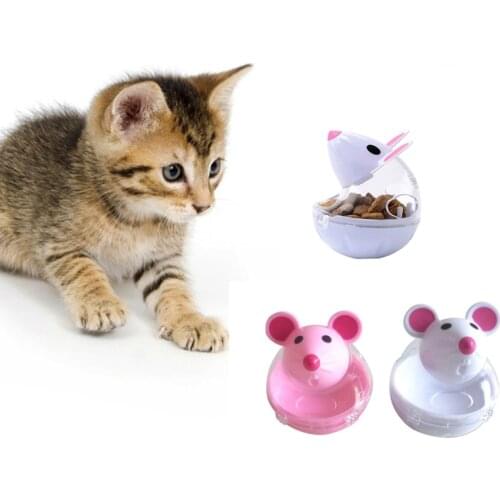Pet Cat Feeder Toy Cat Mice Shape Funny Interactive Food Rolling Leakage Dispenser Bowl Kitten Playing Training Educational Toys