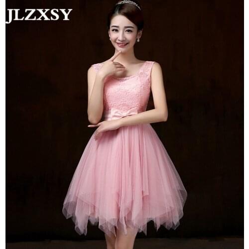 JLZXSY Cheap Spring Jade Pink Dress A-Line Short Wedding Party Dresses Elegant Ball Gown Mini Dresses For Bridesmaid