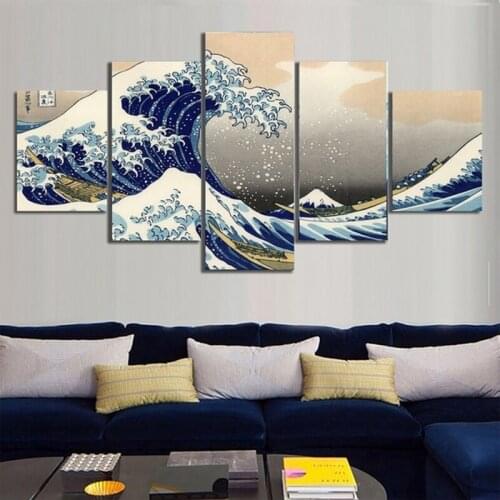 Kanagawa View of Mount Fuji Diamond Painting Full Square Round Drill Diamond Embroidery 5 pcs Picture Of RhinestoneZP-2671