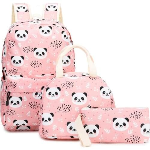Children Backpack sets Fashion Cute panda print 3pcs Set Boys Girls School Bags sets Student Backpack teenagers Bag Mochila