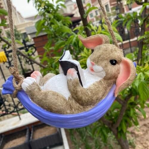 Creative Animal Swing Rabbit Ornaments Garden Landscape Courtyard Balcony Kindergarten Decorations Pendant Birthday Gift