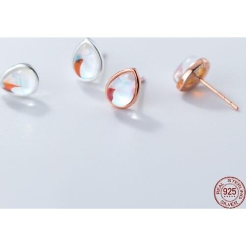 LKO 925 Sterling Silver Simple Elegant Water Drop Stud Earring For Women Girls Valentines Day Jewelry Gifts Accessories