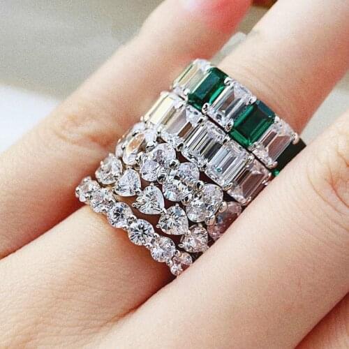 European Style Cute 925 Sterling Silver Wedding Rings for Women 5 Styles Stackable Engagement Diamond Ring Fashion Jewelry 2020