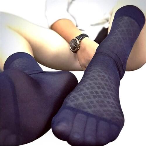 Mens Formal Silk Socks Suits Socks Translucence Shear Male Sock Sexy Dress TNT Fetish Socks 3 Color Available Drop Shipping