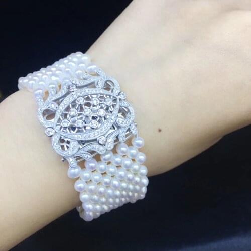 Natural fresh water pearl bracelet for party or wedding 925 sterling silver fine women jewelry free shipping