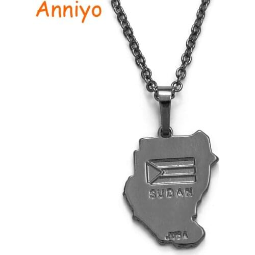 Anniyo Original Old Sudan Map Pendant Necklaces Gun Black Sudan Map Juba Jewelry African #115806