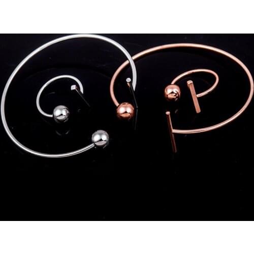 Stick & Small Ball On Head Opening Simple Style Metallic Adjustable Golden Silver Plated Bracelets & Bangles for Women