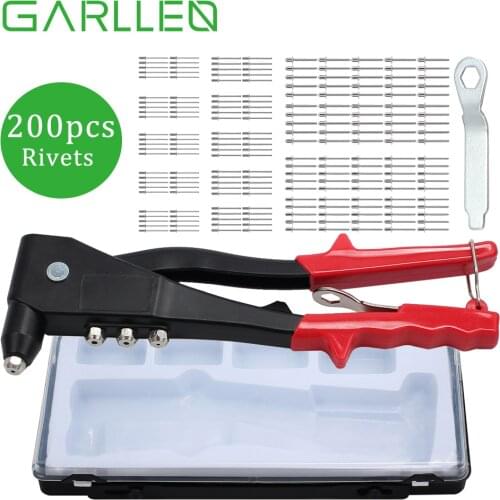 GARLLEN Pop Rivet Gun 200 Rivets Heavy Duty Hand Riveter Rivnut Tool Set Repair Riveting Fastening Professional Tools for Metal