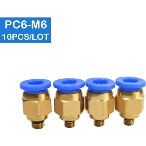 High Quality PC6-M6 10pcs BSPT, 6mm to M6 Pneumatic Connectors Ｍale Ｓtraight Ｏne-Touch Fittings