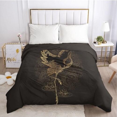 Custom Duvet Cover with Zipper Comforter/Quilt/Blanket Case Queen/King 220x240 140x200 180x210 3D Bedding Black Golden