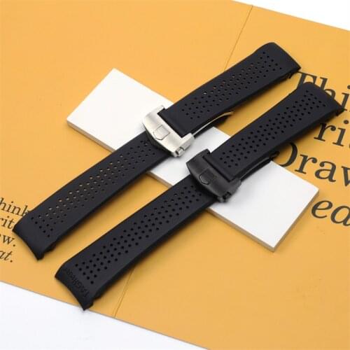 22mm 24mm High quality Watch Band For TAG HEUER CARRERA Silicone Rubber Women Watch Strap Watch Accessories Watch Bracelet Belt