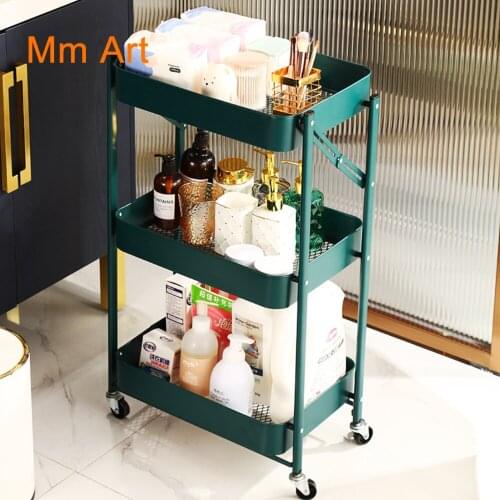 Bathroom Storage Rack Bathroom Supplies Toilet Movable Trolley Floor-Standing Storage Shelf Artifact