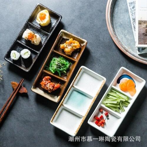 Style three-grid ceramic saucers, saucers, side dishes, vinegar dishes, mustard dishes, restaurant dishes and Fluttershy dishes