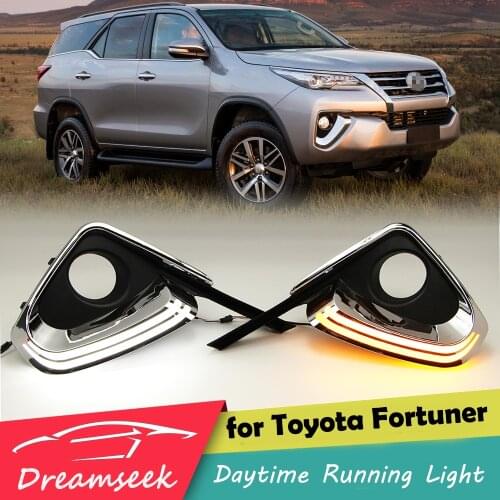 LED DRL Day Light for Toyota Fortuner 2015 2016 2017 Daytime Running Light Driving Fog Lamp with Turn Signal