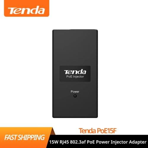 Tenda PoE15F 15W RJ45 802.3af PoE Power Injector Adapter 10/100Mbps Ethernet Network Switch PoE Splitter Connector,Plug and Play