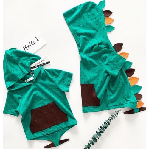 Tonytaobaby Summer New Boys and Girls Childrens Wear Dinosaur Hat Thin Sweater Cotton Hoodies
