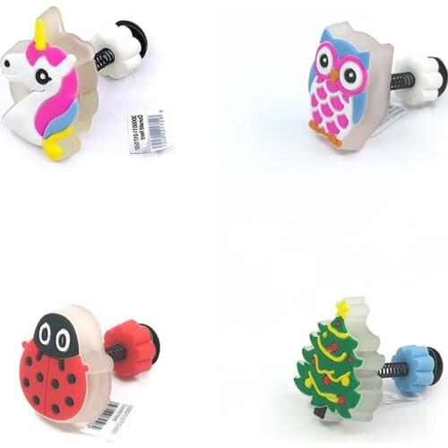 4PCS Spring LED PVC Shoe Charms Ladybug Unicorn Owl Decorations Shoe Accessories Christmas Tree Ornaments Kids X-mas Gift