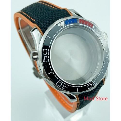 200M Water Resistant 41mm Sea-Master Style Watch Case Black/Blue/Red Bezel Black Strap 316 Solid SS Fit ETA2824 PT5000 Mov't
