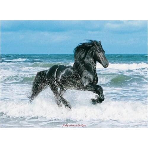 Embroidery Counted Cross Stitch Kits Needlework - Crafts 14 ct DMC Color DIY Arts Handmade Decor - The Black Horse 2
