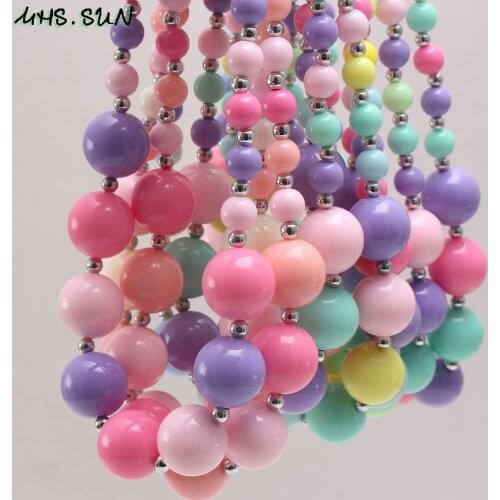 MHS.SUN Girls Jewelry Kids Coloful Beads Necklace Candy Color Baby Chunky Necklace Multicolor Children Choker Gift For Party 1PC