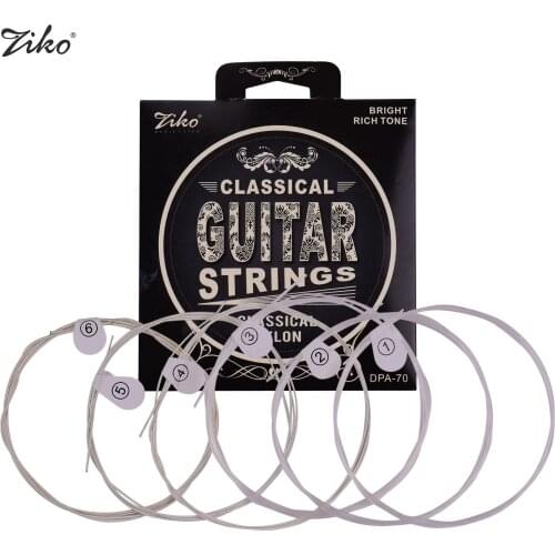 ZIKO DPA-70 Guitar Strings Normal Light Tension Silver Wound Nylon String Anti-Rust Set of 6pcs Instrument String Accessories