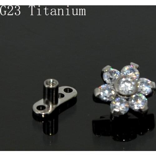 1Pc G23 Flower Micro Dermal Anchor Titanium Piercings Dermal Anchor Base & Tops Skinner Diver Head Implants Body Piercing
