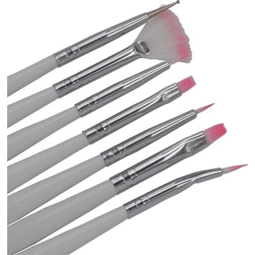 ZKO 1 Pack New Arrival High Quality 7Pcs Acrylic Nail Art Pen Tips UV Gel Builder Painting Design Brush Tool Set