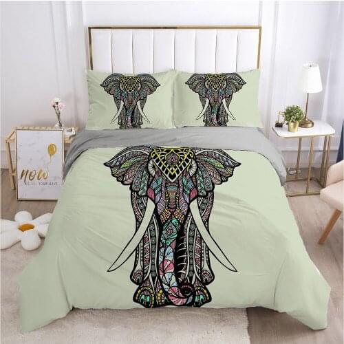 3D Bohemian Duvet Cover Set Elephant Bedding Sets Bedding Bag Quilt Covers Pillow Case Queen Full Twin Single Size Bed Linen