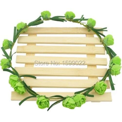 4 Cute Handmade PE Foam Rose Flower Head Wreath Green Leaf Women Adult Hair Accessories Garden Party Decoration Beach Headwear